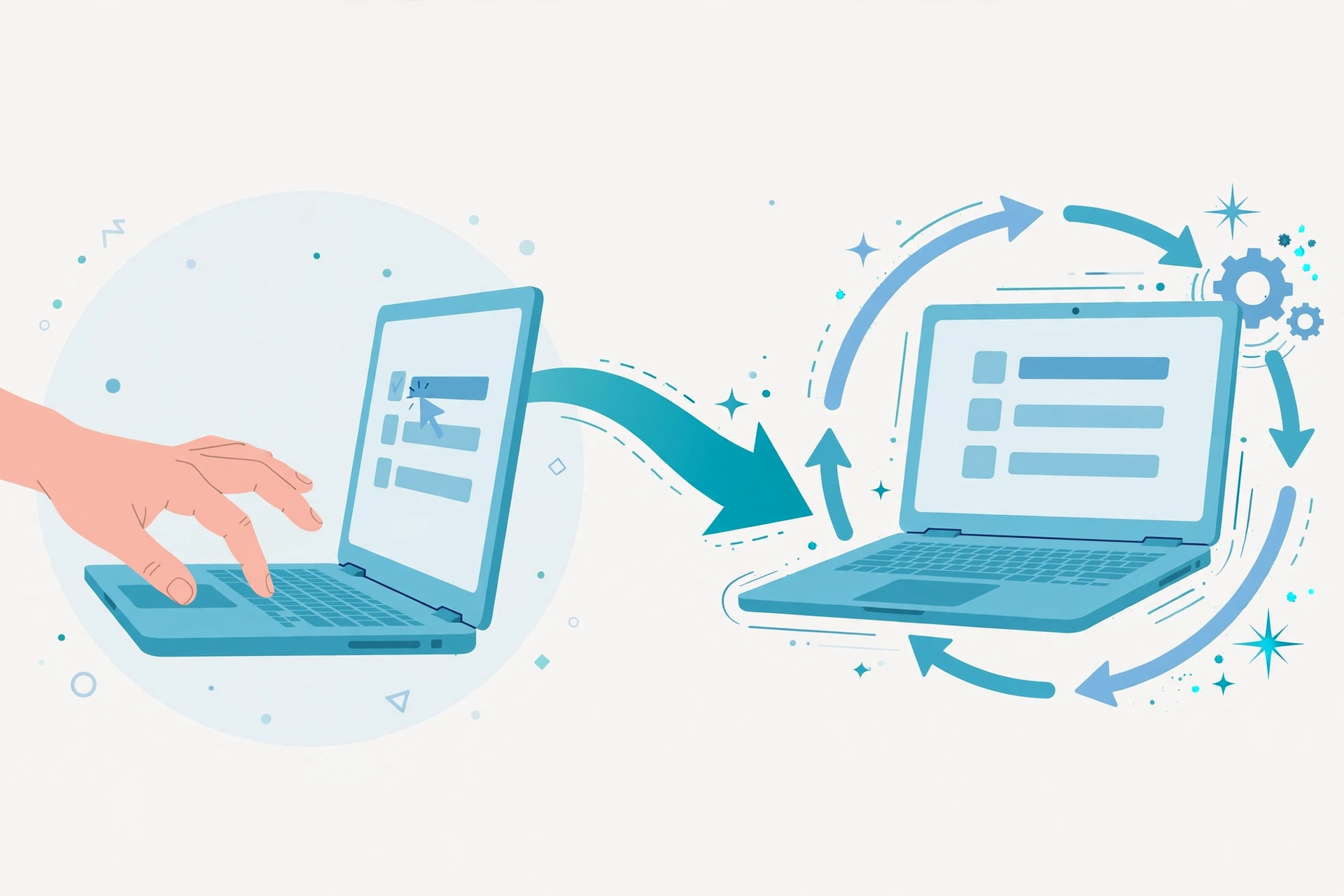 How IrisGo Watch and Learn works – editorial illustration of a task demonstrated once, then automated