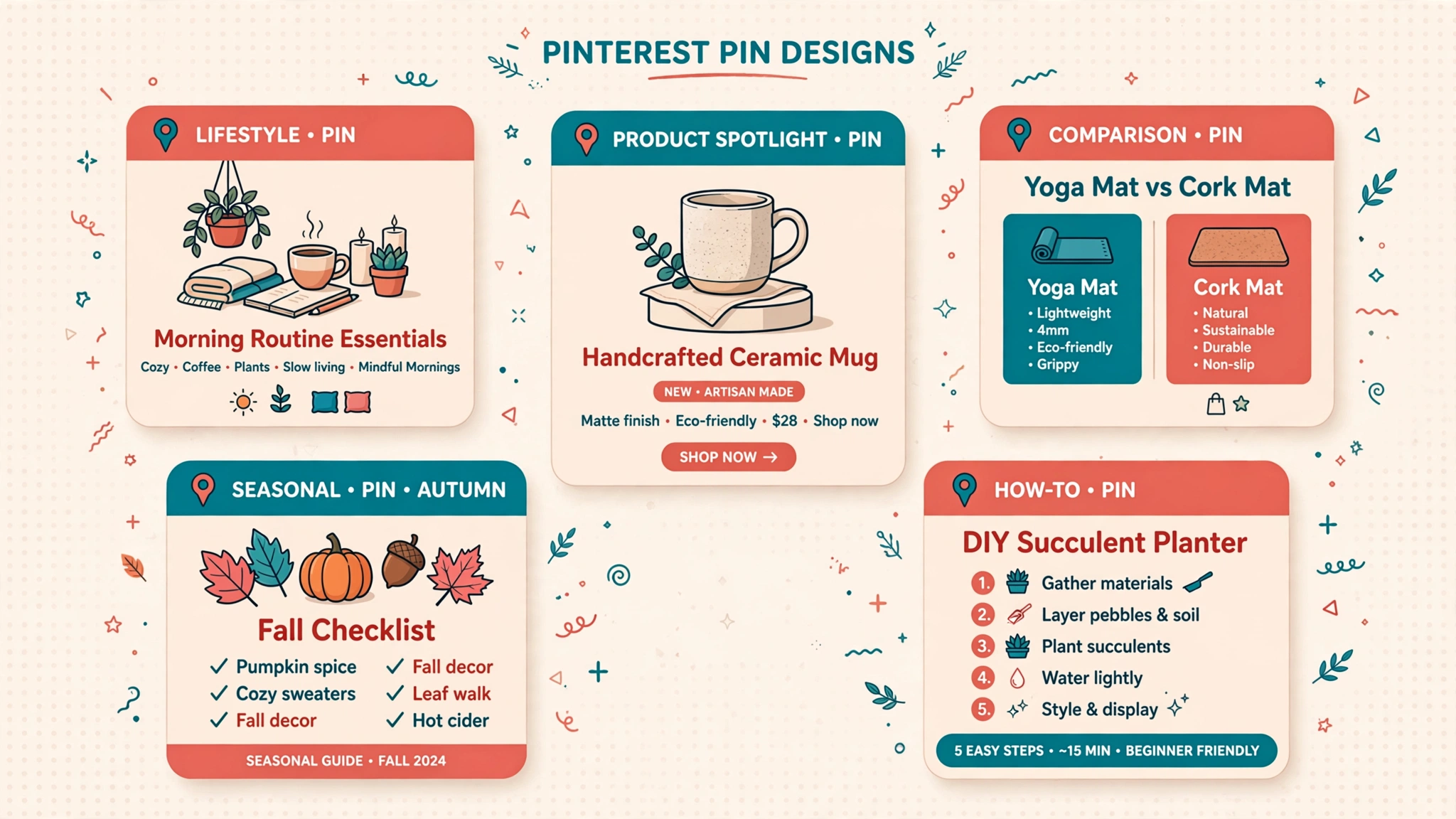 AI-generated Pinterest pin styles in Pin2Profit AI – lifestyle, comparison, seasonal