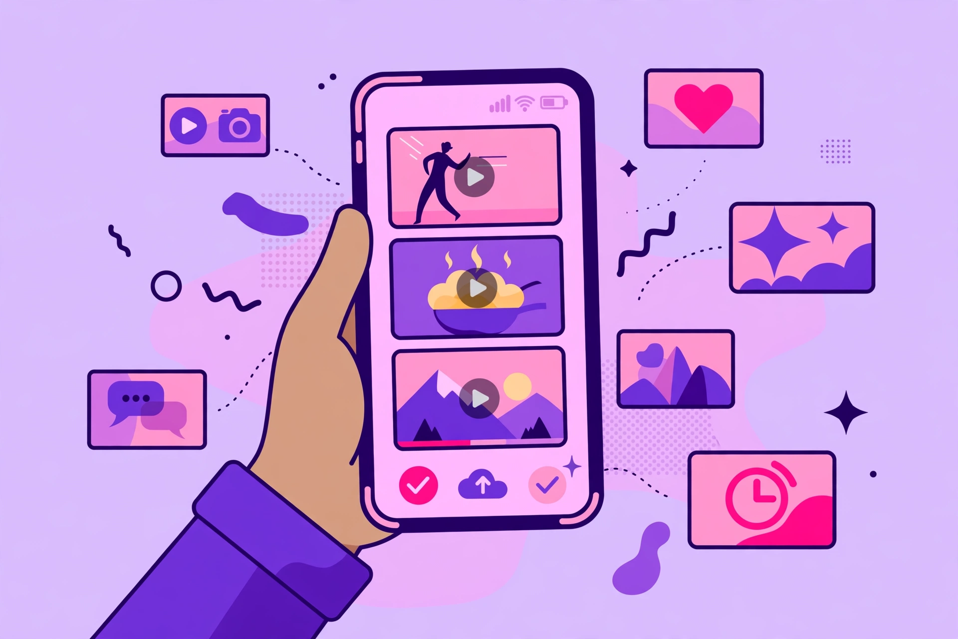 Vertical short-form videos on a phone: TikTok, Shorts and Reels ready to publish