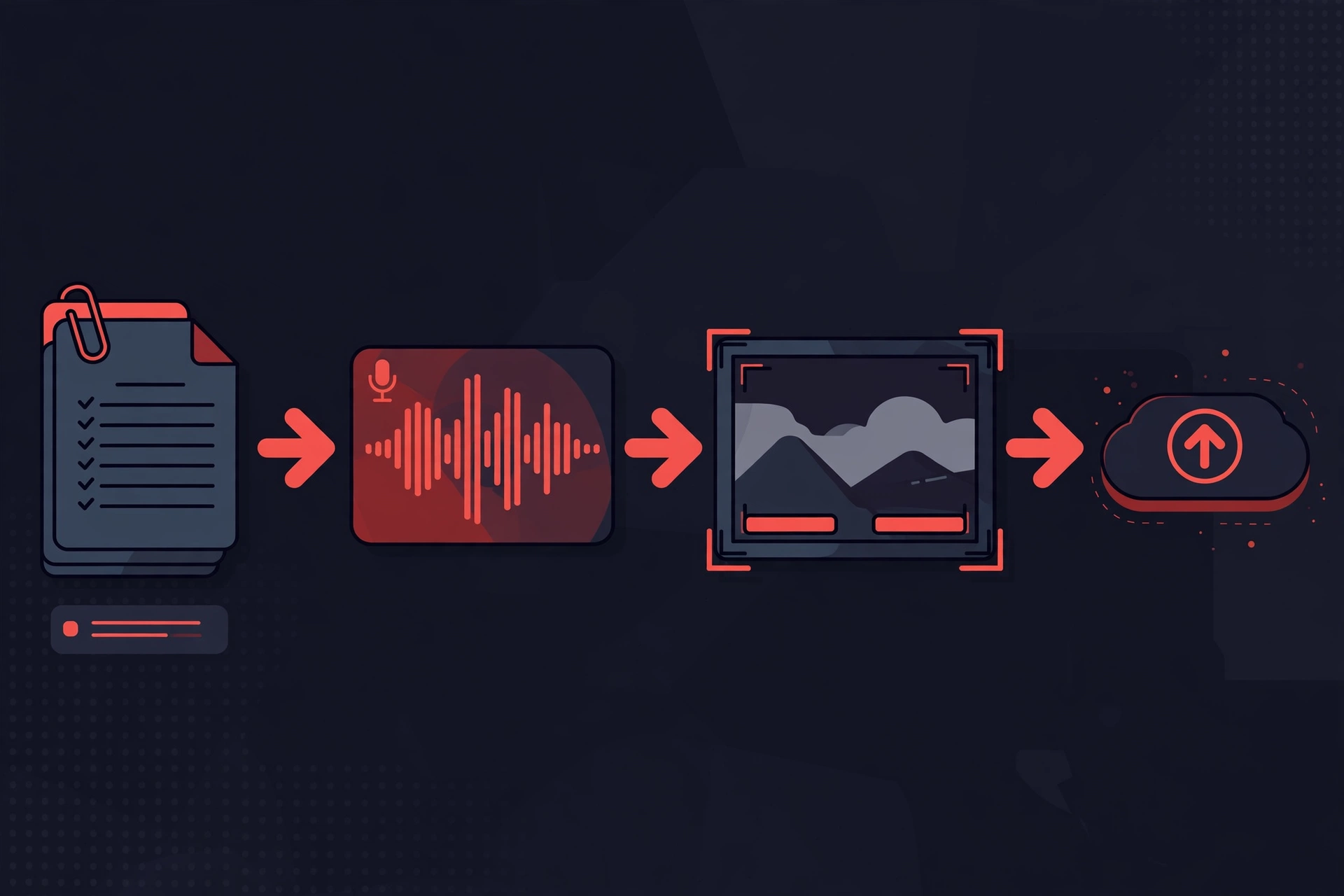 YouTube video workflow with AI: script to voiceover to captioned video ready to publish