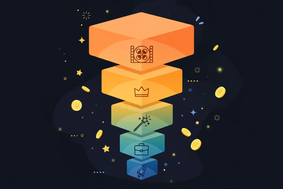 RocketToons AI OTO funnel map – front end and all five upgrades with pricing