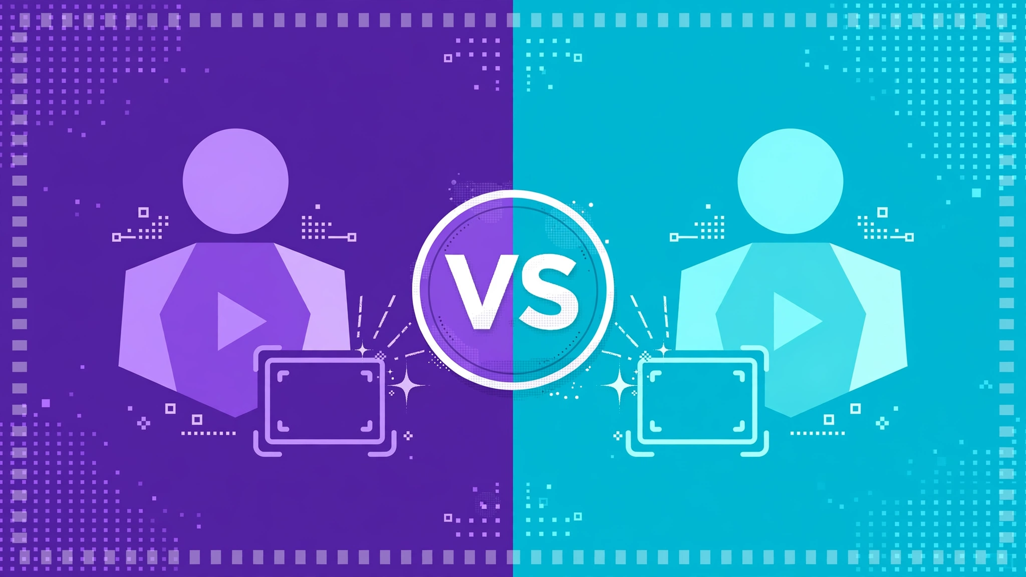 Synthesia vs Colossyan comparison – editorial illustration of two AI avatar video generators side by side